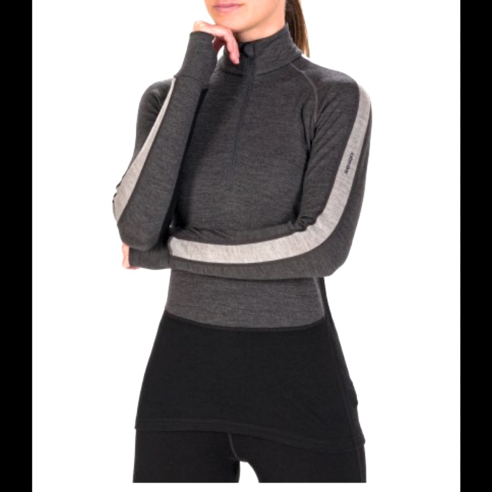 Icebreaker 200 Merino ZoneKnit Half Zip Base Layer XS Black Gray NWT IB0A56HC585